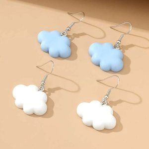 Blue and white storm cloud weather earring set
